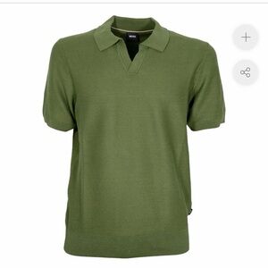 BOSS Olive Green Short-Sleeve Polo Knit